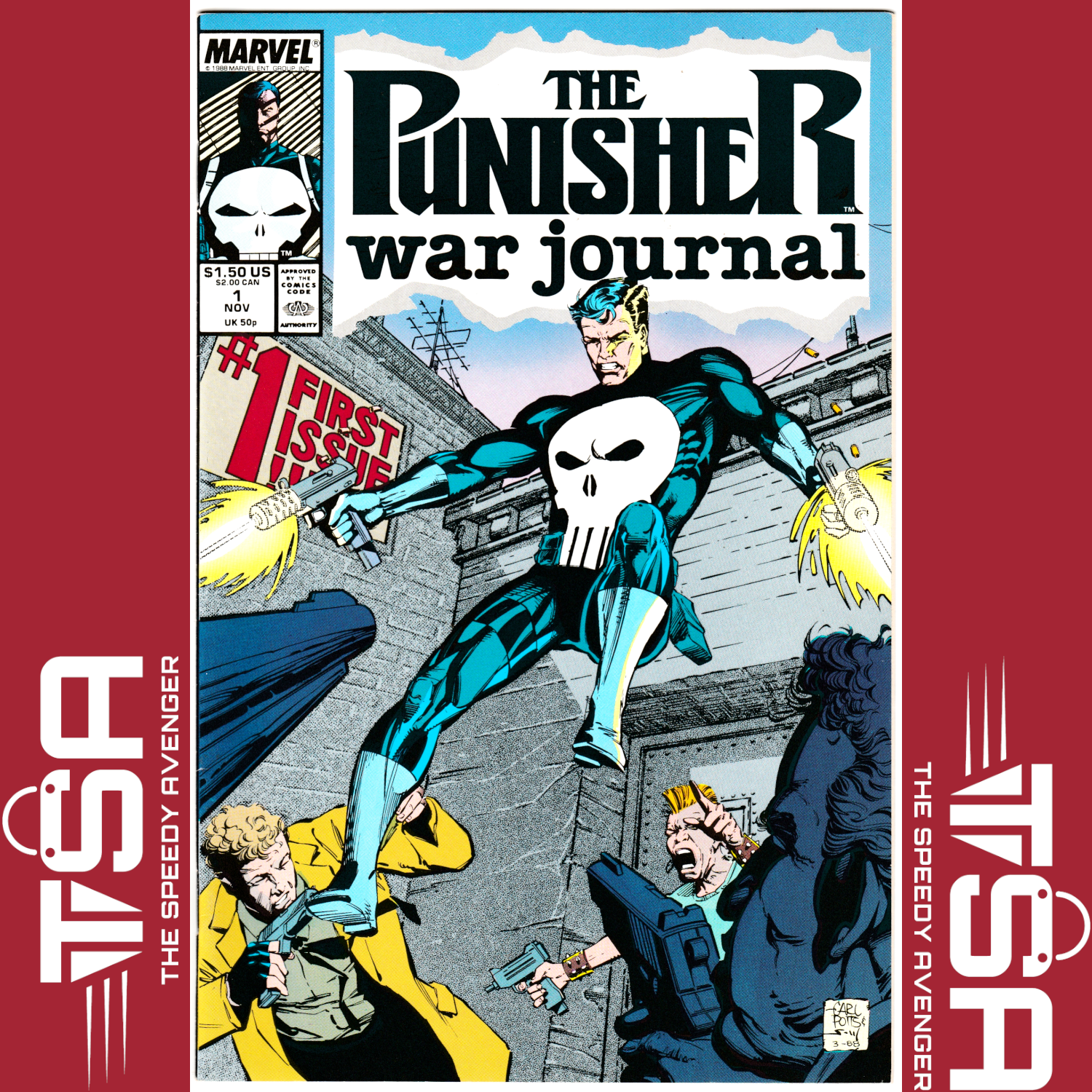 THE PUNISHER WAR JOURNAL #1 (Vol 1) Carl Potts Scott Williams Cover KEY! ORIGIN!