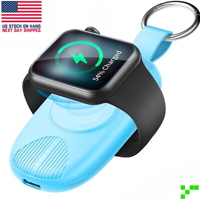 Portable Magnetic Charger for Apple Watch Keychain Power Bank 1000mAh BLUE