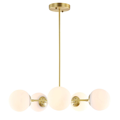 Light Society Grammercy 5-Light Chandelier Pendant, Brushed Brass with White Mid