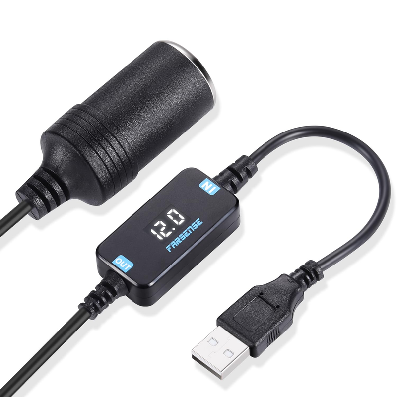 USB A to 12V Cigarette Lighter Adapter-USB C DC 5V to 12V Step Up Car Cigarette