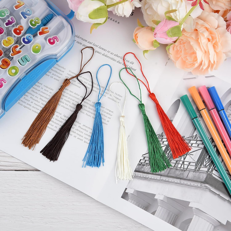 100 Pcs Bookmark Tassels Bulk 20 Colors Soft Craft Silky Handmade Mini Tassels f