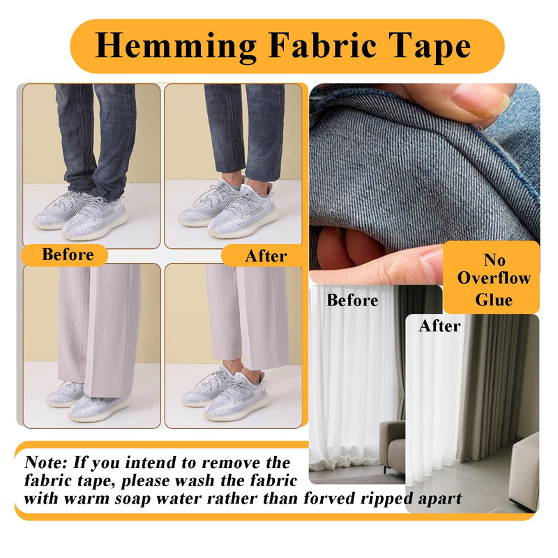 Hem Tape for Pants, 1In X 40FT Double Sided Tape Heavy Duty, Stitch Witchery Hem