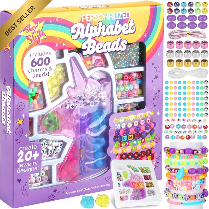 600PCS Girls Toys Charm Bracelet Making Kit - DIY Crafts Supplies Kits, Unicorn