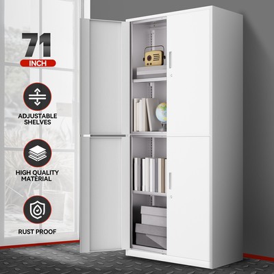 71 Белый запирающийся металлический шкаф для хранения инструментов с 2 регулируемыми полками