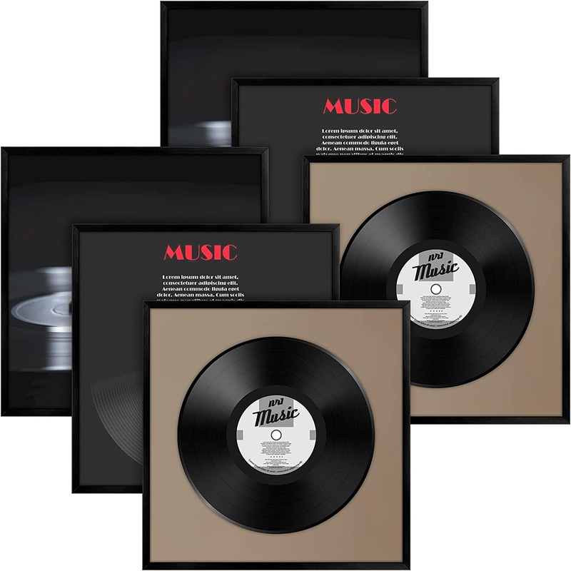6 Packs Black Vinyl Record Album Frame 12.5 X 12.5 Inch, Album Display Frame Cov