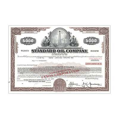 Standard Oil Co. Bond Certificate // $5,000 // Brown // 1970s