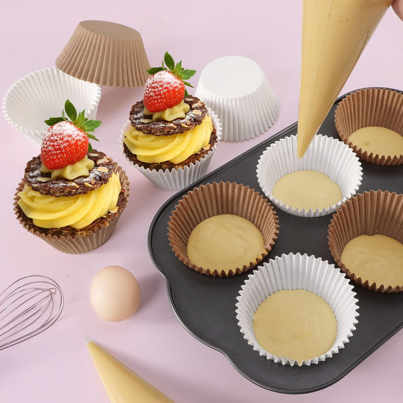 Jumbo Cupcake Liners Natural Muffin Baking Cups 300-Count, No Smell, Food Grade,