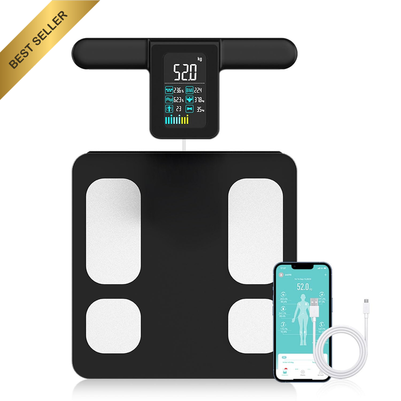 Fitdays Body Fat Scale | Advanced 8 Electrode Smart Scale for BMI / 20+ Body Met