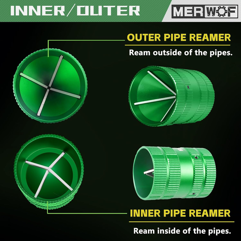 Pipe Reamer PVC Deburring Tool, Inner & Outer Pipe Reamer for 1/4” to 1-5/8” Cop