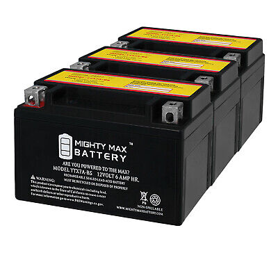 Mighty Max YTX7A-BS Battery for Gas Gy6 Scooter Moped 50CC 125CC - 3 Pack