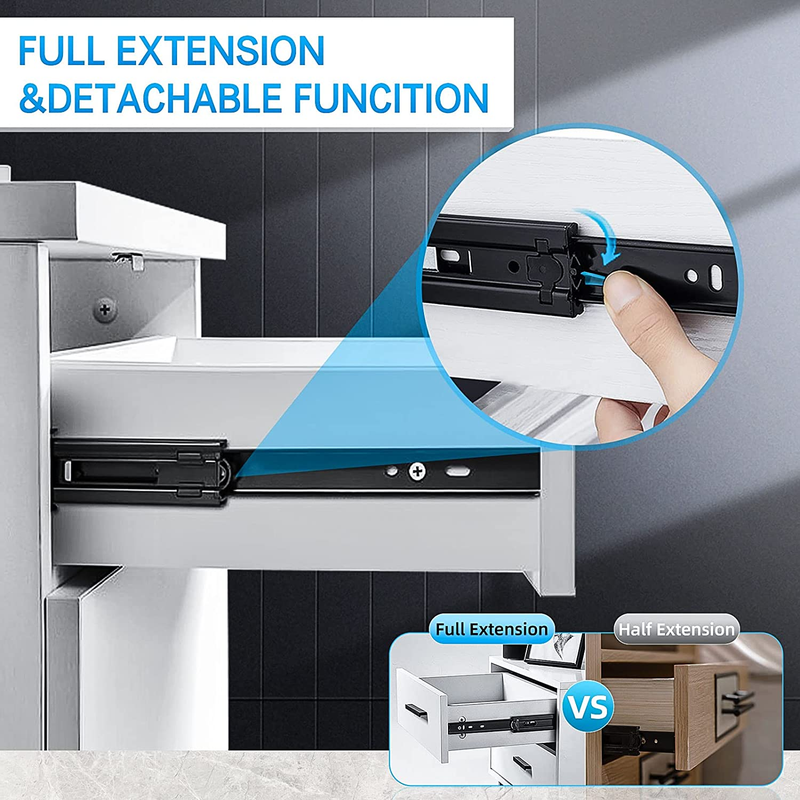 Soft Close Drawer Slides 12 14 16 18 20 22 24 Inch 100Lb Load Capacity Self Clos