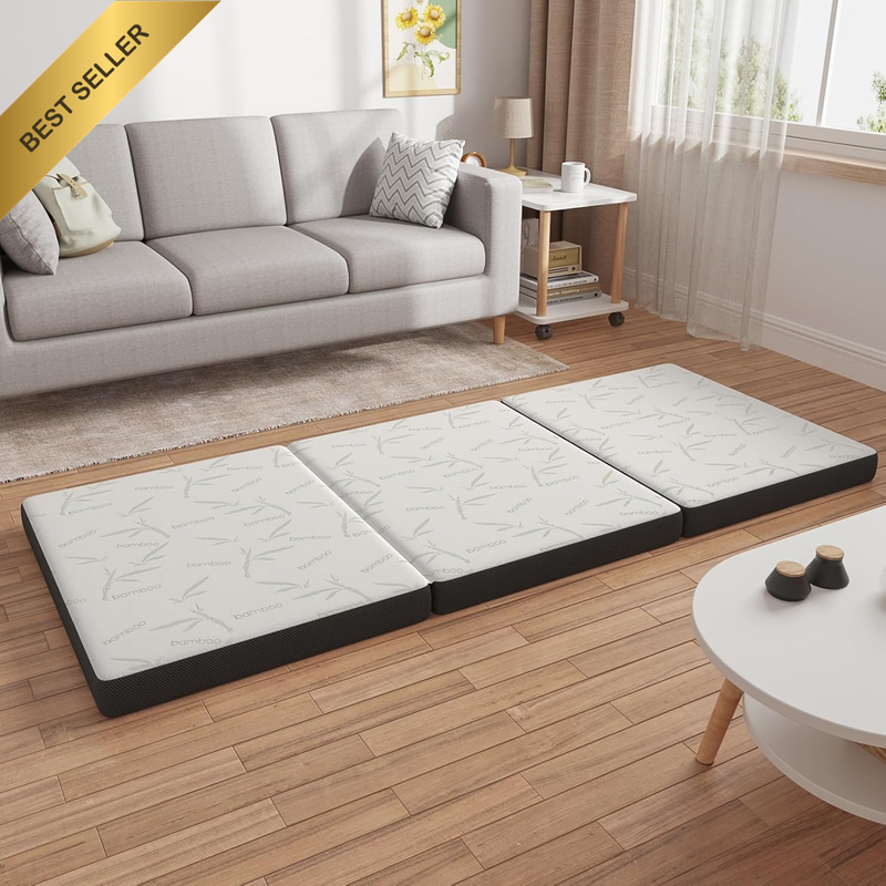 Trifold Folding Foam Mattress 195x80x10Cm Portable Camping Travel Sofa Bed