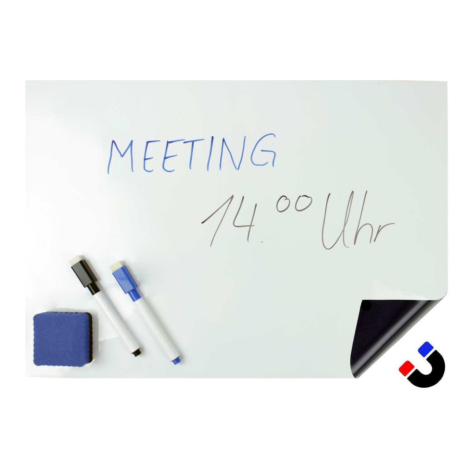 Magnettafel Set magnetisches Whiteboard A3 mit 2 Stiften und Schwamm