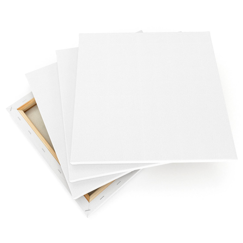 Arteza 12x12” Stretched White Blank Canvas, Bulk Pack of 8, Primed, 100% Cotton