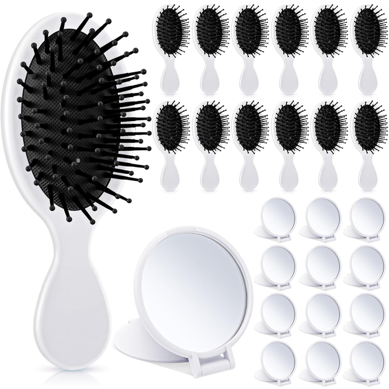 Meanplan 24 Pcs Mini Hair Brush Set 12 Travel Wet Dry Hair Combs Pocket Detangli