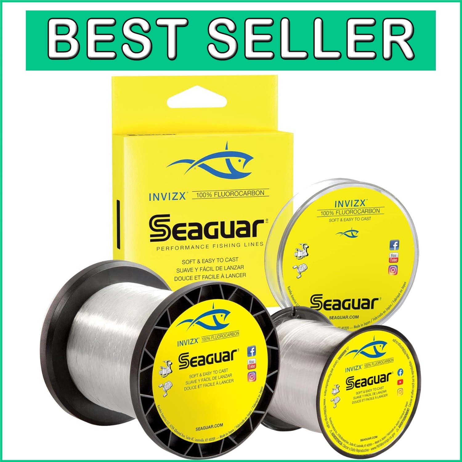 Soft & Sensitive InvizX Fluorocarbon Fishing Line - 10lbs, 1000yds for Precision
