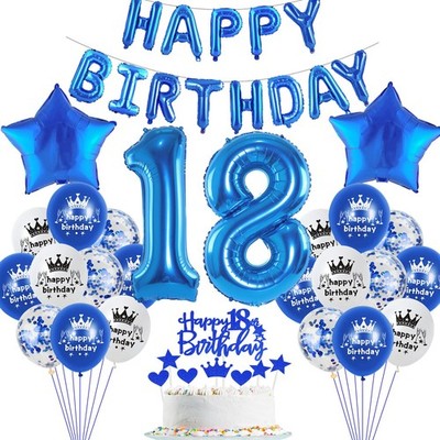 Haosell Set di 18 decorazioni per compleanno per bambini blu 18 anni dec