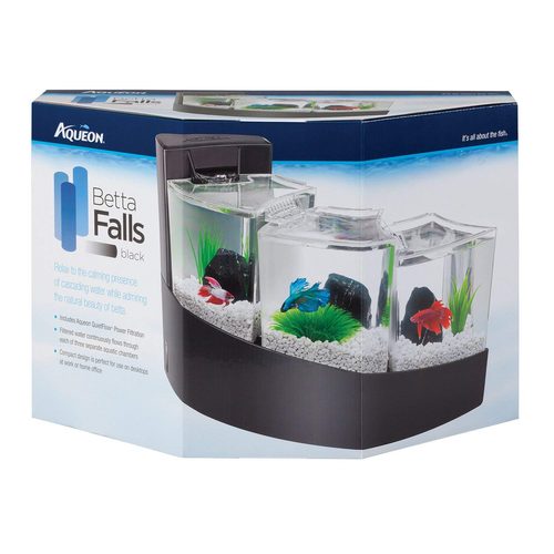 KIT BETTA FALLS BLACK AQUARIUM FISH TANK NEW
