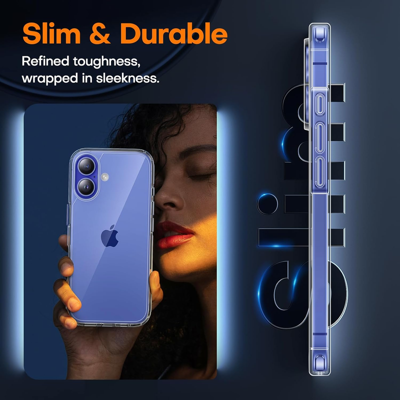for iPhone 16 Case Clear, [Not-Yellowing] with Screen Protector, [16 FT Military