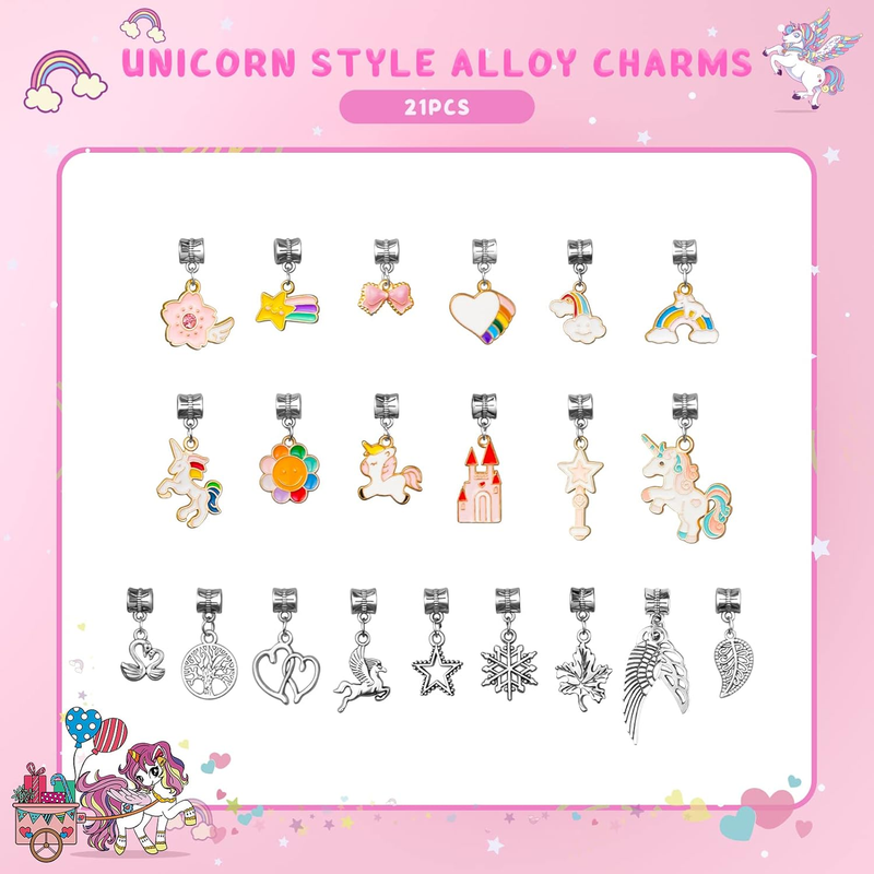 Charm Bracelet Making Kit for Girls,62 Pcs Unicorn Jewelry Making Kit with Beads
