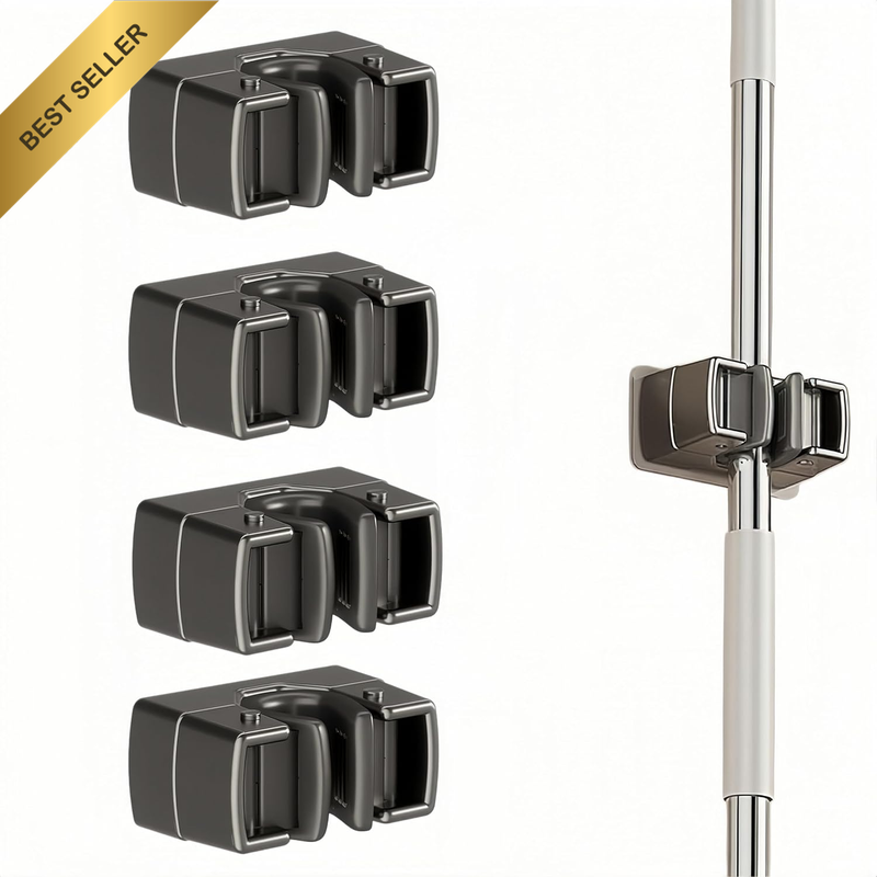 4 Pack Wall Mount Broom Holder,Self Adhesive Broom and Mop Hanger,No Drill Mop a