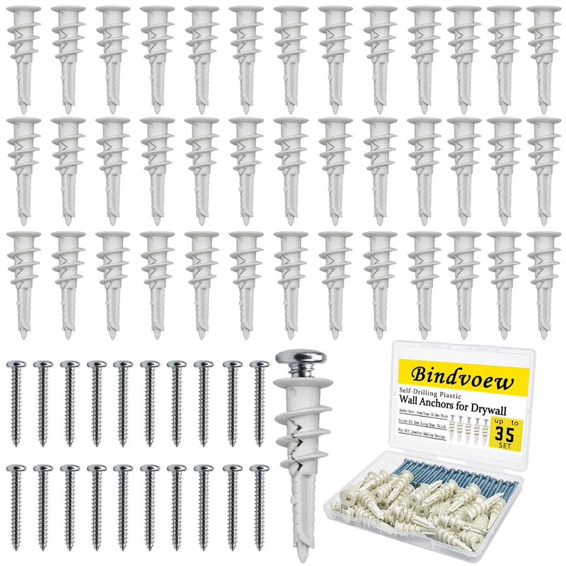 Bindvoew 70PCS Self Drilling Drywall Anchors Kit Heavy Duty Wall Anchors Hol USA