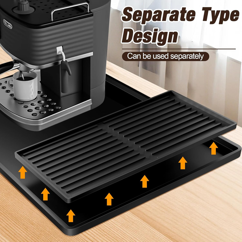Silicone Coffee Mat, 24-in x 16-in Coffee Bar Mat with Removable Dishwasher Dryi