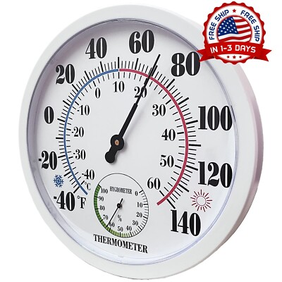 Termometro De Pared Clasico Higrometro Grande Para Patio Temperatura Humedad