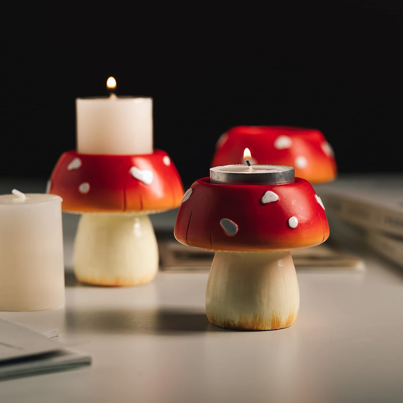 Cute Mushroom Candle Holder, Candle Holders for Centerpiece Table Decorations, D