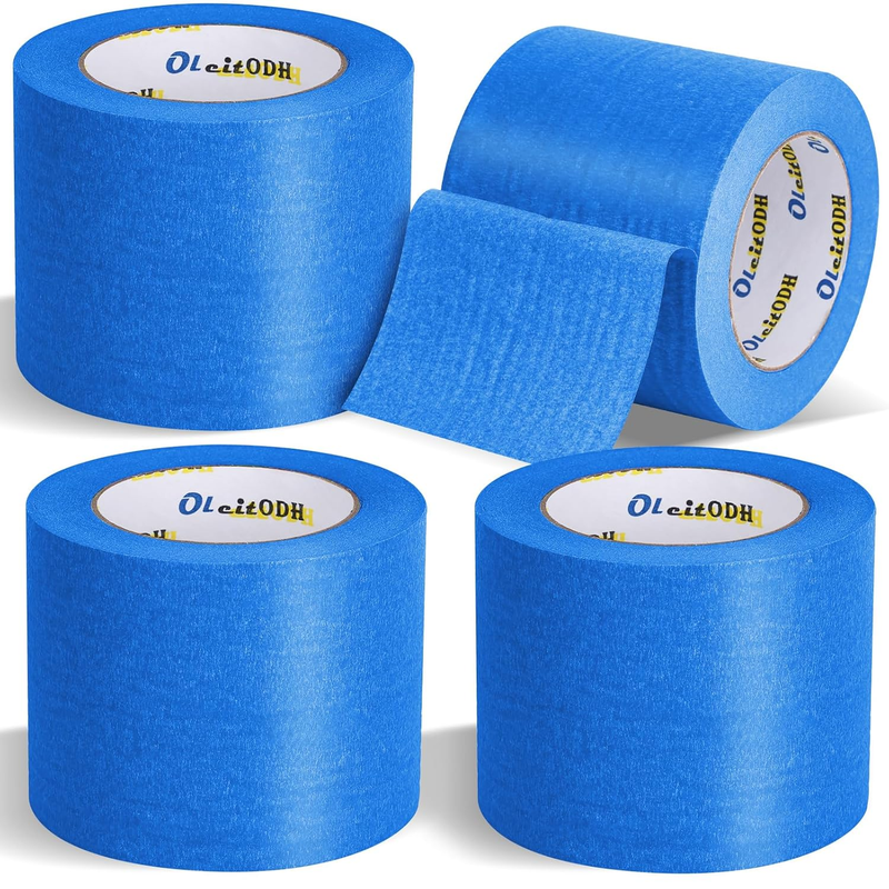 4 Rolls Blue Painters Tape 4 Inch X 60 Yards Wide Masking Tape Bulk | Total 240
