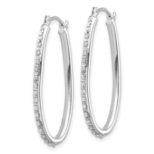 Pre-owned Goldia 14k White Gold Diamond 31mm Large Twisted Oval Hinged Hoop Earrings 0.01 Ct.