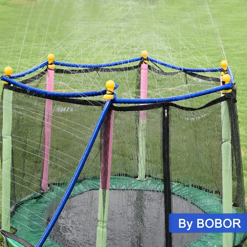 Bobor Trampoline Sprinkler for Kids, Outdoor Backyard 39ft, Blue