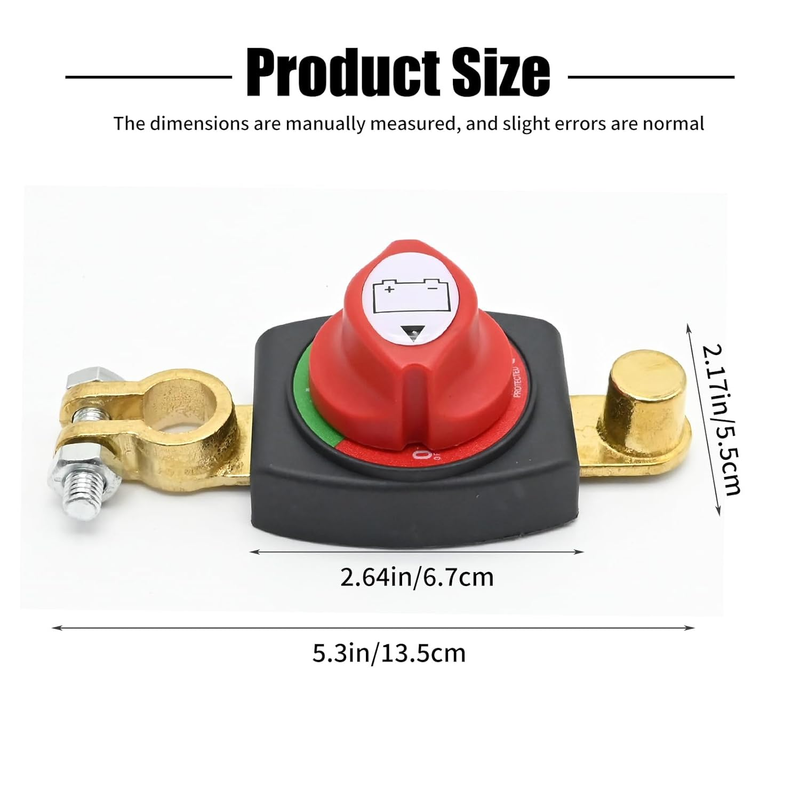 Battery Terminal Disconnect Switch Top Post, 12V-48V Car Battery Cutoff Shut Off