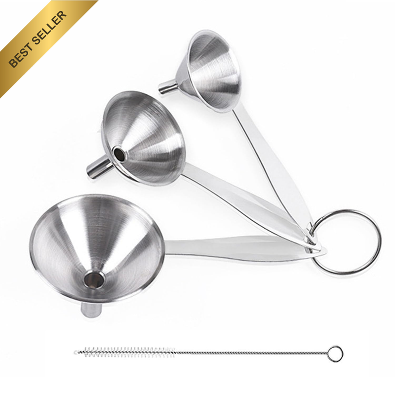 3-in-1 Stainless Steel Kitchen Funnel Set Small Oil Spice Jars Stackable