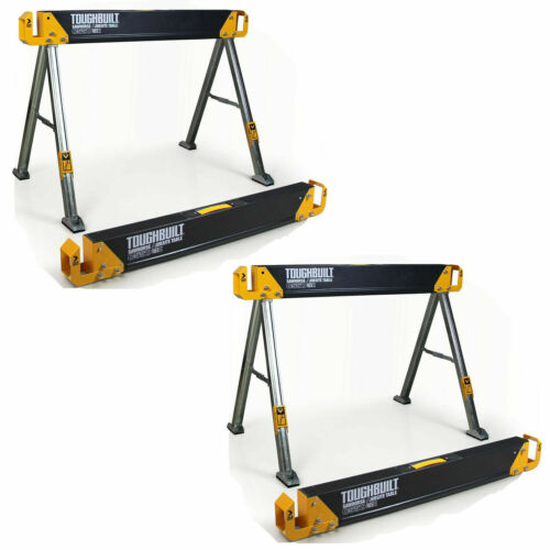 TOUGHBUILT 2-Pack 42.4" Steel Sawhorse and Jobsite Table Pair 2200 lb. Capacity
