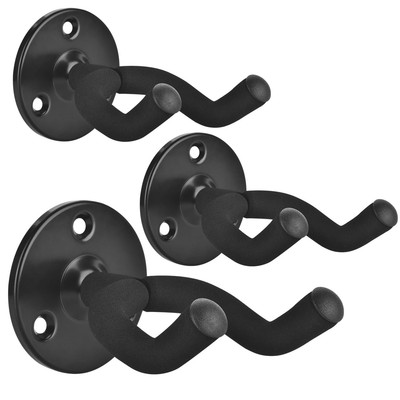 Guitar Wall Mount 3 Pack Hanger with Rotatable Soft Holder for Size Guitars