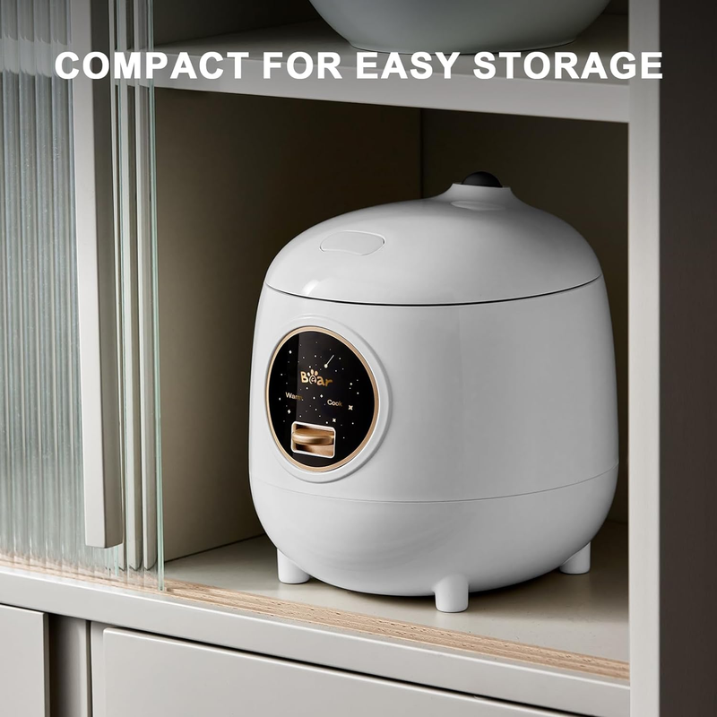Rice Cooker 2-Cups Uncooked, 1.2L Small Rice Cooker with Non-Stick Coating, BPA