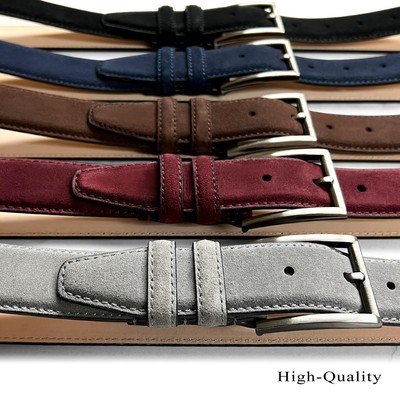 Men's Suede Belt Genuine Leather Classic Casual Dress Belt 1-3/8"(35mm) Wide