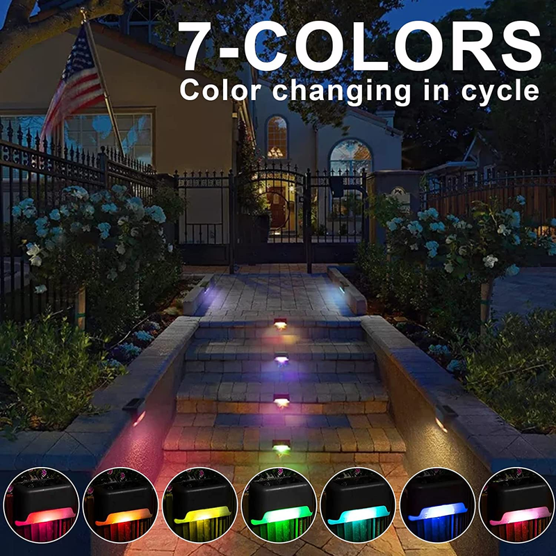 16Pcs Solar Pool Side Lights Color Changing Deck Lights Outdoor LED Step Lamp