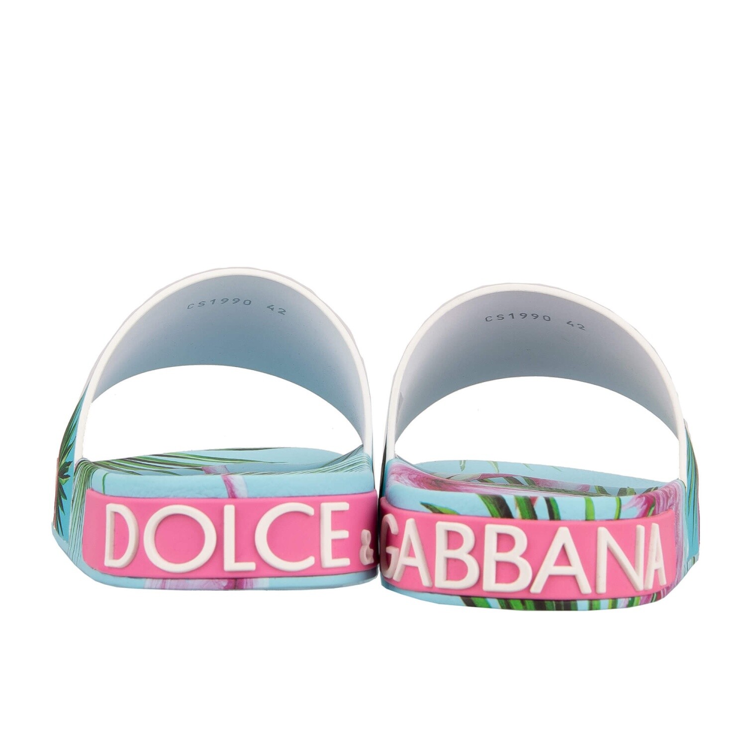 Pre-owned Dolce & Gabbana X Dj Khaled Slides Sandals Shoes Flamingo Zebra Blue Pink 11377