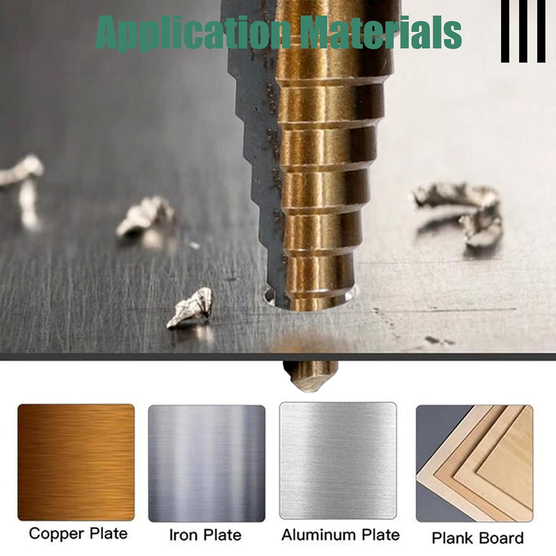 5 Pcs Step Drill Bits,High Speed Steel,Titanium Coating,50 Sizes Unibit Drill Bi