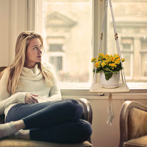 Furnily Macrame Plant for Home Decoration Shelf Hanging PlanterSquare