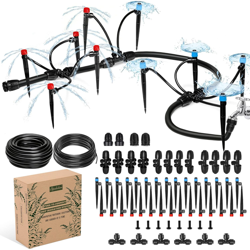 Push-To-Connect Drip Irrigation System Kit for 50FT 1/2 Mainline