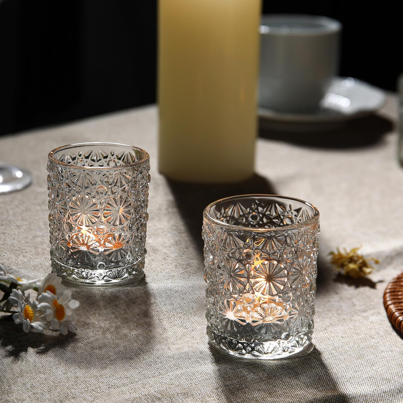 24Pcs Clear Glass Votive Candle Holders for Table Centerpieces, Wedding Bridal P