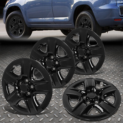 [КОМПЛЕКТ ИЗ 4 ШТУК] ДЛЯ 06-12 TOYOTA RAV4 17 ЧЕРНАЯ ГЛЯНЦЕВАЯ КРЫШКА СТУПИЦЫ КОЛЕСА ИЗ НЕРЖАВЕЮЩЕЙ СТАЛИ