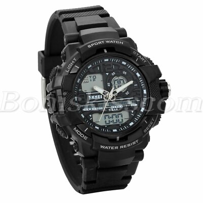 Cool Multi-fuction Dual Display Student's Waterproof Digital Rubber Sport Watch