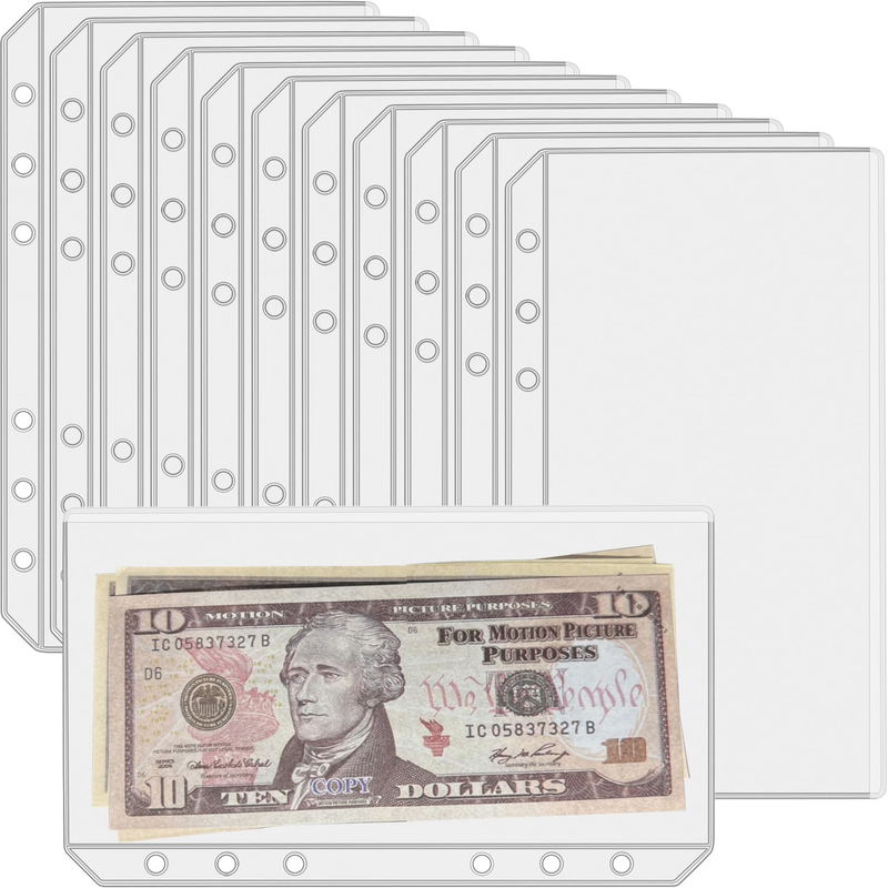 UMSICHT 12PCS A6 Binder Pockets with No Zippers, Zipless Budget Envelopes for th