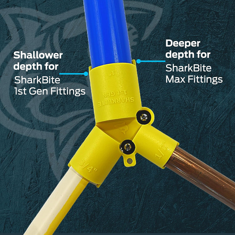 1/2 Inch to 1 Inch Depth Gauge and Pipe Deburring Tool, Copper, PEX, CPVC, PE-RT