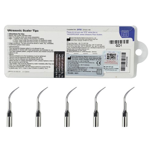 5× Dental Ultrasonic Piezo Scaler Tips Kit GD1 GD2 GD4 PD1 FIT DTE SATELEC NSK