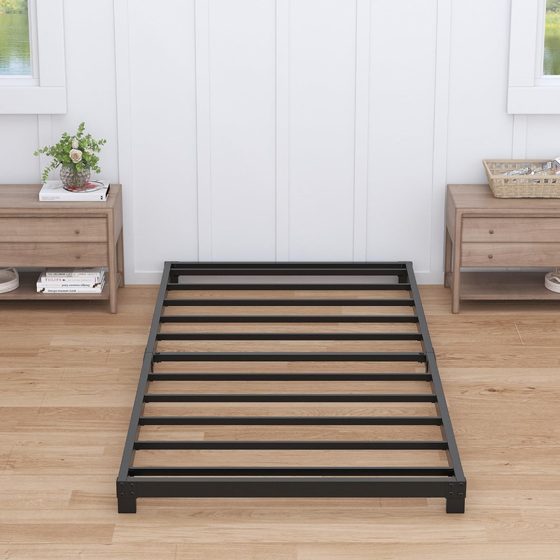 4 Inch Bed Frame Full Low Profile, Full Size Metal Bed Frame No Box Spring Neede